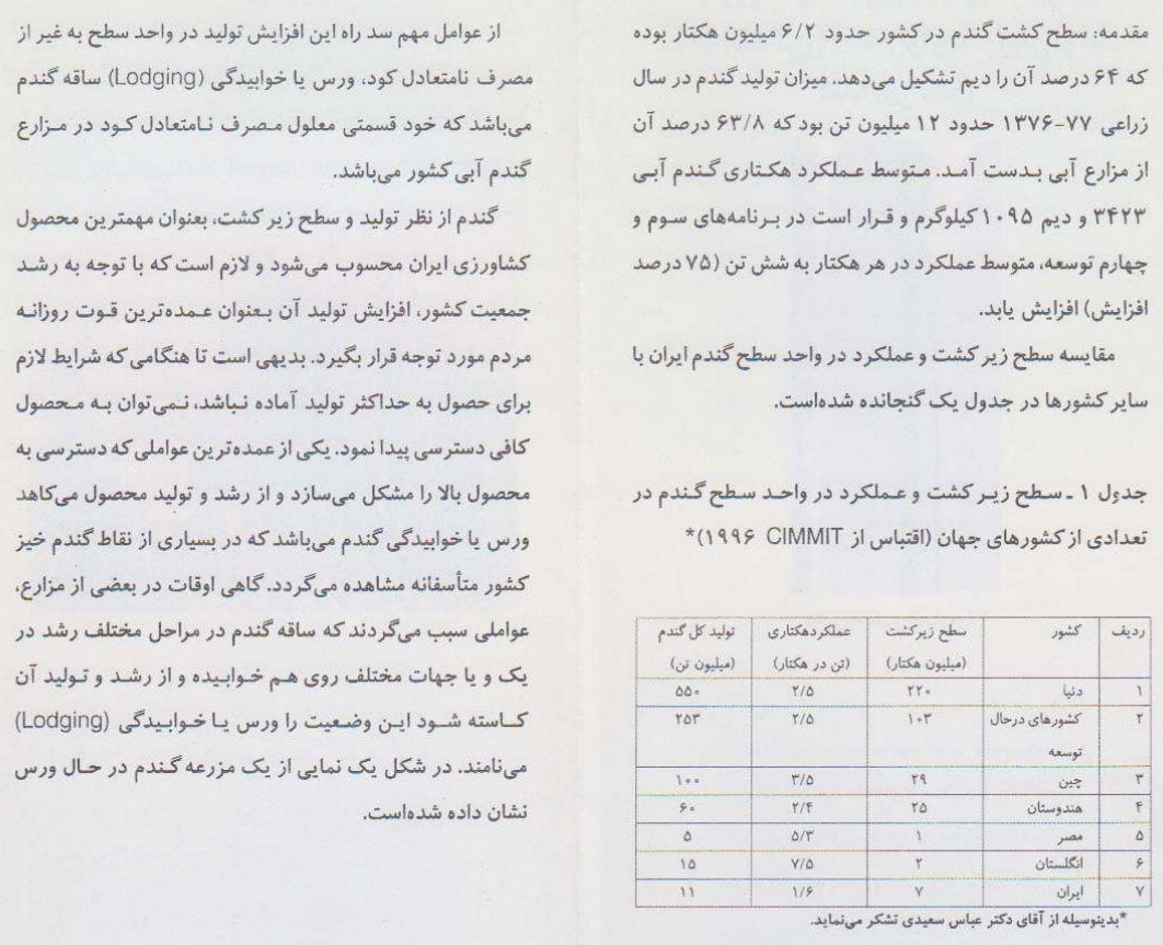 ضرورت پیشگیری و مبارزه با ورس یا خوابیدگی گندم برای افزایش تولید گندم در کشور صفحه 1