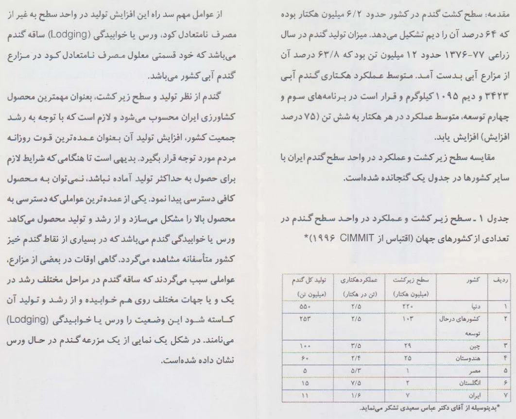 ضرورت پیشگیری و مبارزه با ورس یا خوابیدگی گندم برای افزایش تولید گندم در کشور صفحه 1