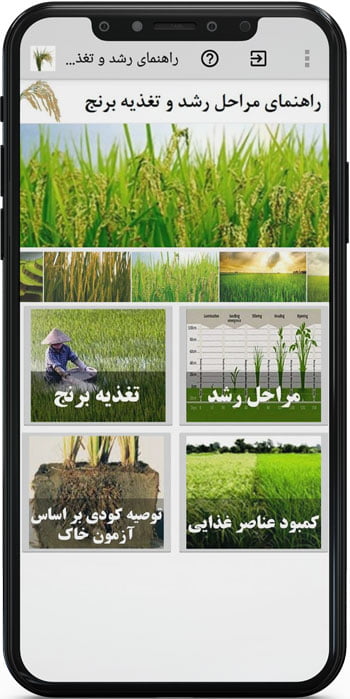 اپ اندروید محاسبه و راهنمای مراحل رشد و تغذیه برنج