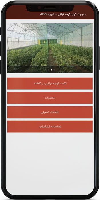 اپ اندورید مدیریت تولید گوجه فرنگی در شرایط گلخانه