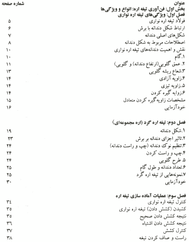 فهرست طالب کتاب فن آوری برش چوب